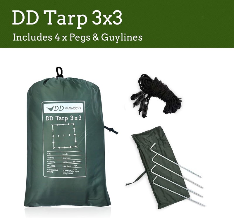 DD HAMMOCKS - DD Tarp 3x3 - Coyote Brown (10ft x 10ft) - 100% Waterproof - Lightweight & Multifunctional Rainfly Tarp Tent Shelter for Camping & Travel Adventure - Image 5